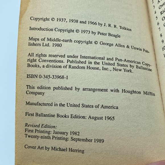 The Hobbit J.R.R. Tolkien 50th Anniversary Edition Hardcover Book 1989 Vintage - Picture 6 of 15